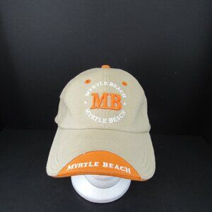 Myrtle Beach Embroidered Logo Men's Brown/Orange Adjustable Strap Back Cap Hat
